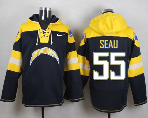 Nike Chargers #55 Junior Seau Navy Blue Player Pullover NFL Hoodie